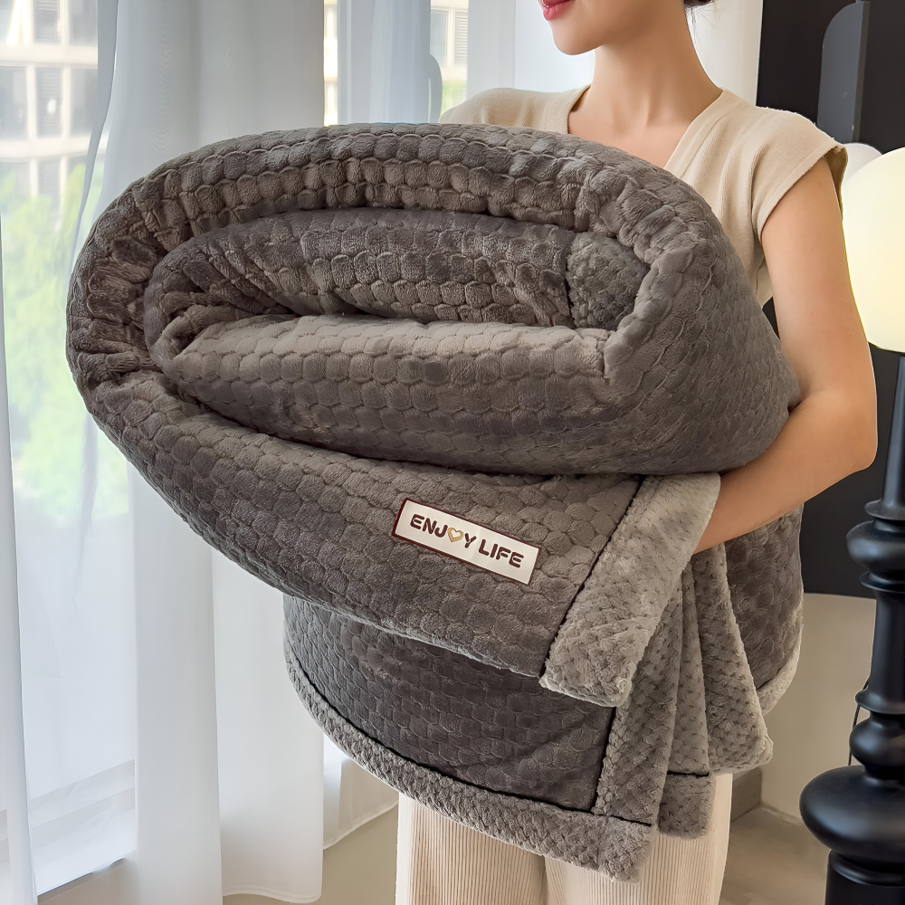 Stilfullt Ultra-mjukt Plysch Mysfilt - Lyxig Helårs Kastfilt - Tjock och Luddig Vintervärme Nödvändighet