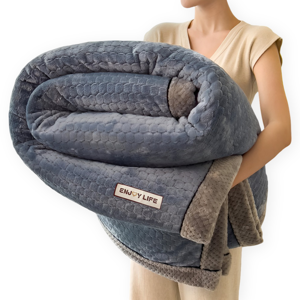 Stilfullt Ultra-mjukt Plysch Mysfilt - Lyxig Helårs Kastfilt - Tjock och Luddig Vintervärme Nödvändighet