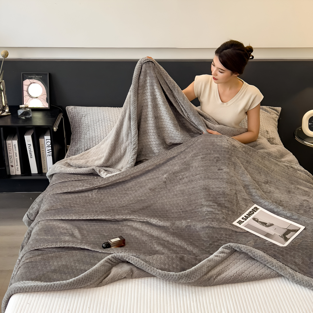 Stilfullt Ultra-mjukt Plysch Mysfilt - Lyxig Helårs Kastfilt - Tjock och Luddig Vintervärme Nödvändighet