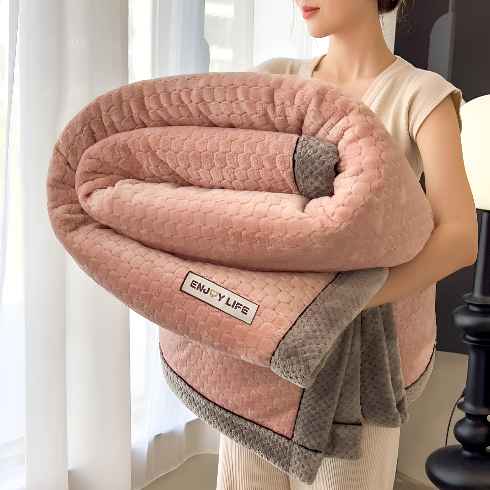 Stilfullt Ultra-mjukt Plysch Mysfilt - Lyxig Helårs Kastfilt - Tjock och Luddig Vintervärme Nödvändighet