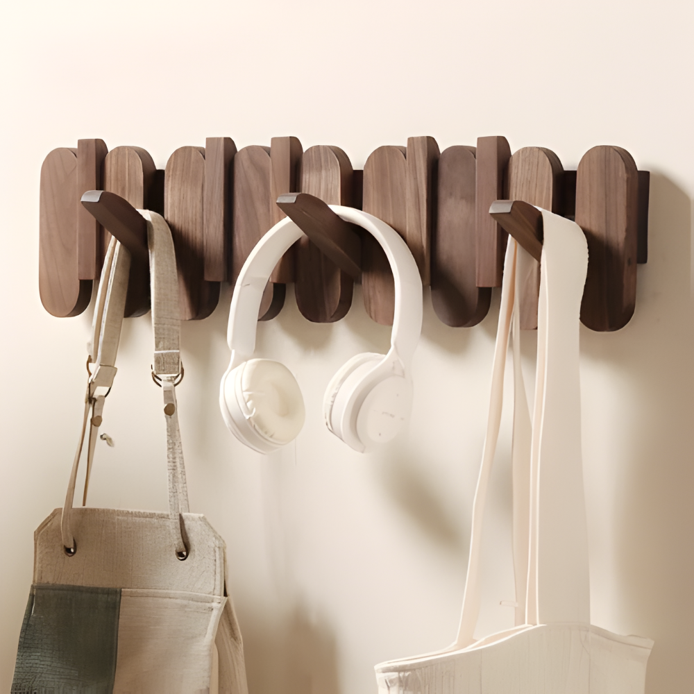 Stilfulla Valnötshyllor för Kläder – Väggmontering för att Organisera Ditt Hem