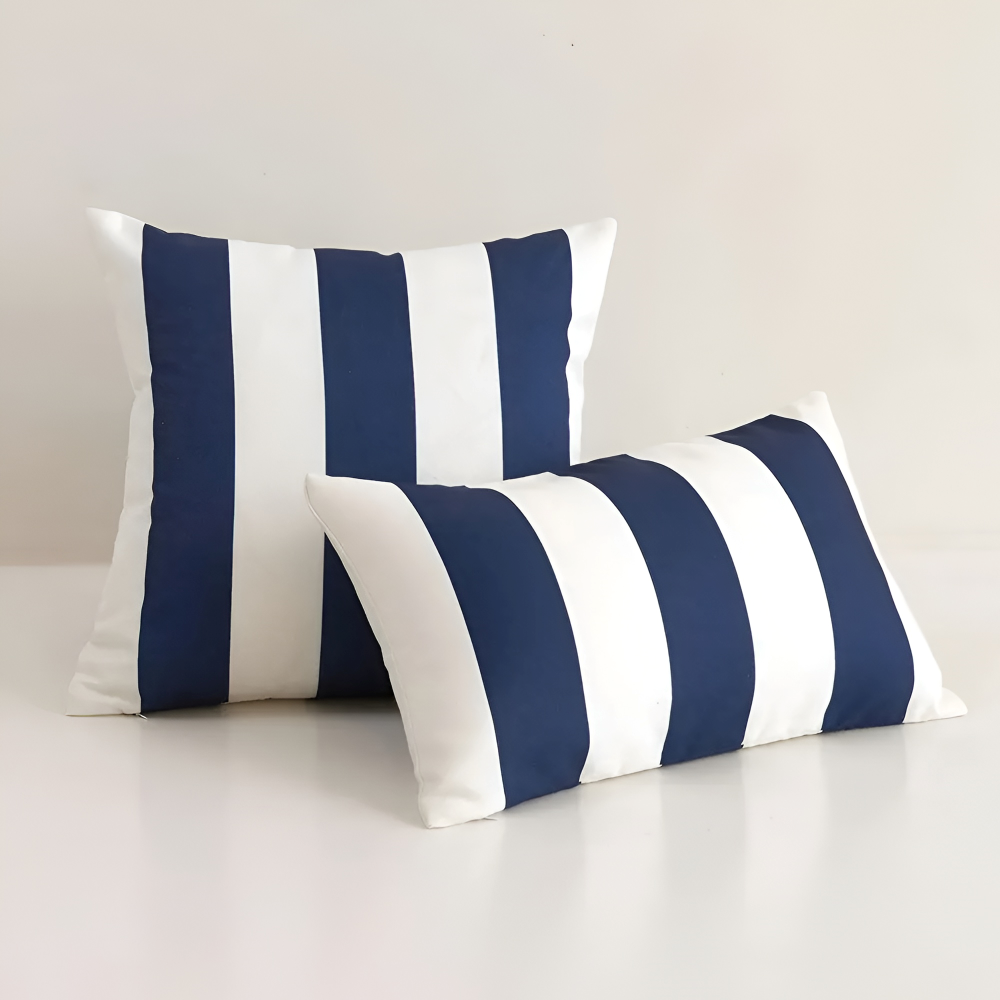 Sommarrandigt Kuddöverdrag – Väderbeständig Utomhuskudde (45x45 cm) för soffa och fåtölj