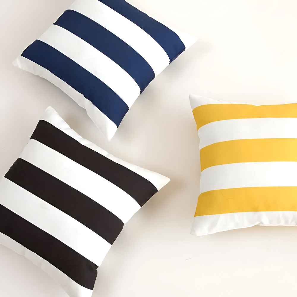 Sommarrandigt Kuddöverdrag – Väderbeständig Utomhuskudde (45x45 cm) för soffa och fåtölj
