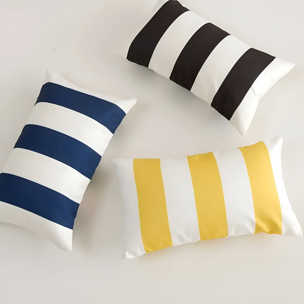 Sommarrandigt Kuddöverdrag – Väderbeständig Utomhuskudde (45x45 cm) för soffa och fåtölj