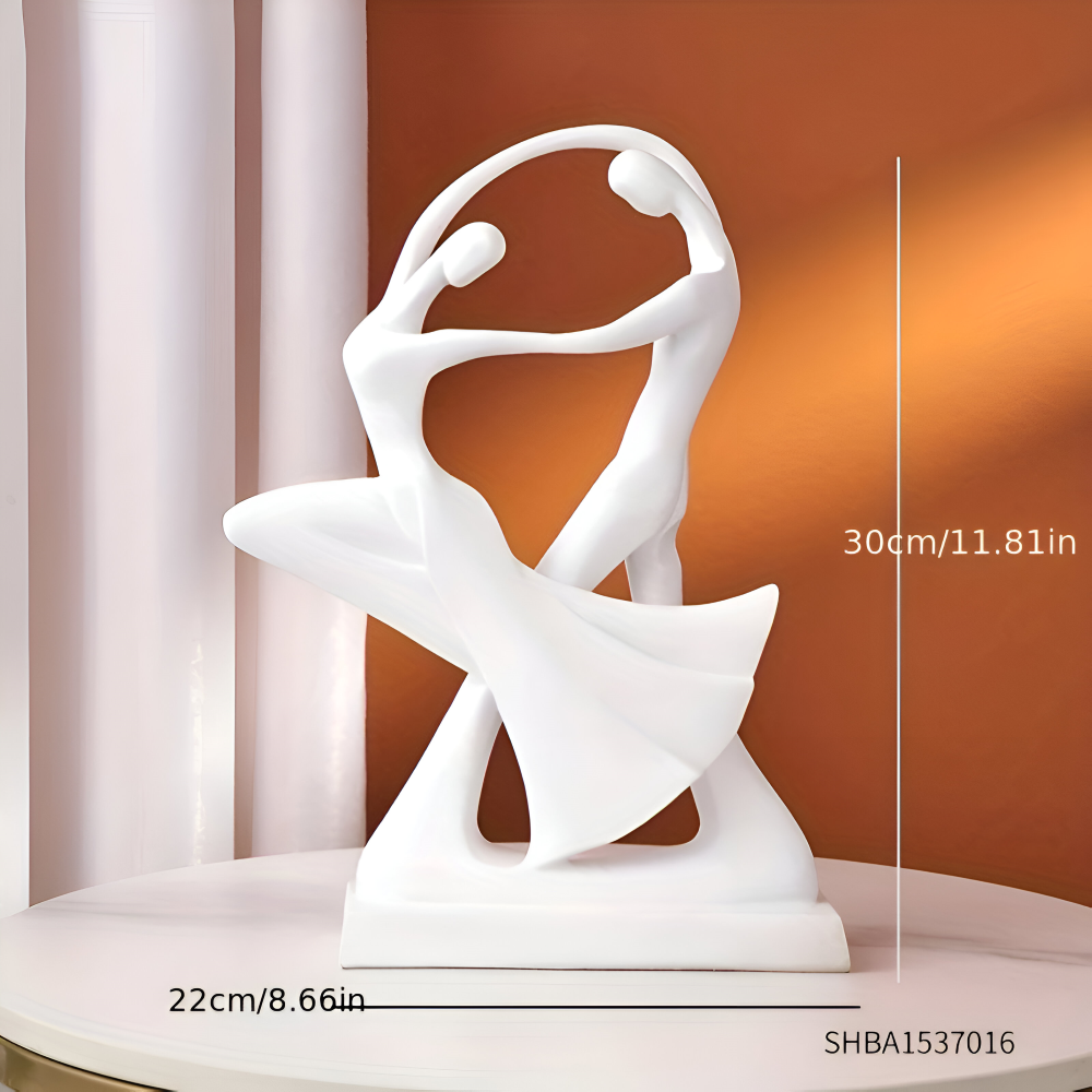 SwayDuo Ornament - Vit och svart dansande skulptur i resin - Modern abstrakt konst