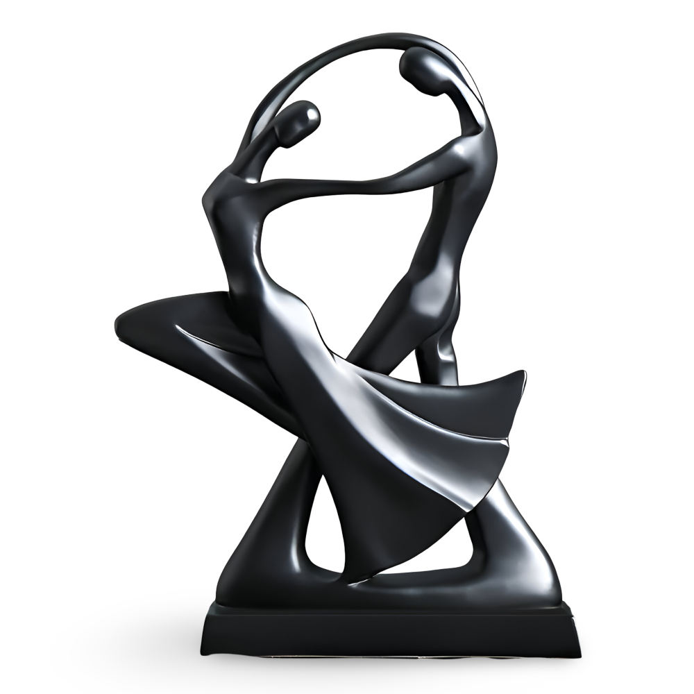 SwayDuo Ornament - Vit och svart dansande skulptur i resin - Modern abstrakt konst