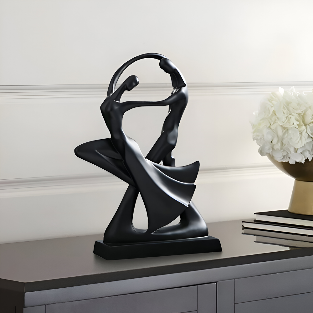 SwayDuo Ornament - Vit och svart dansande skulptur i resin - Modern abstrakt konst