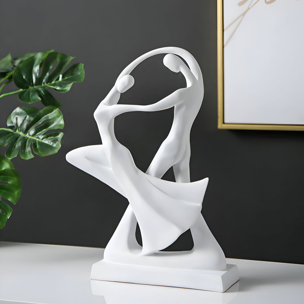 SwayDuo Ornament - Vit och svart dansande skulptur i resin - Modern abstrakt konst
