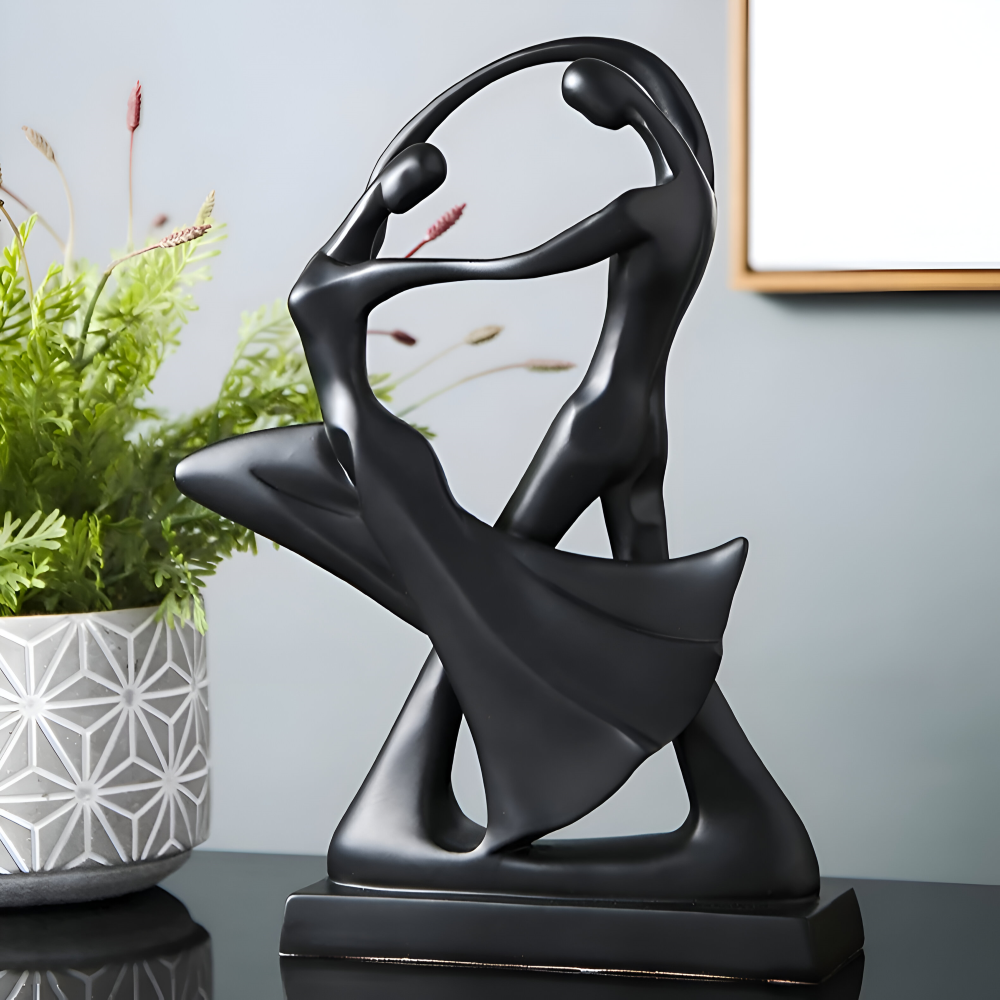 SwayDuo Ornament - Vit och svart dansande skulptur i resin - Modern abstrakt konst