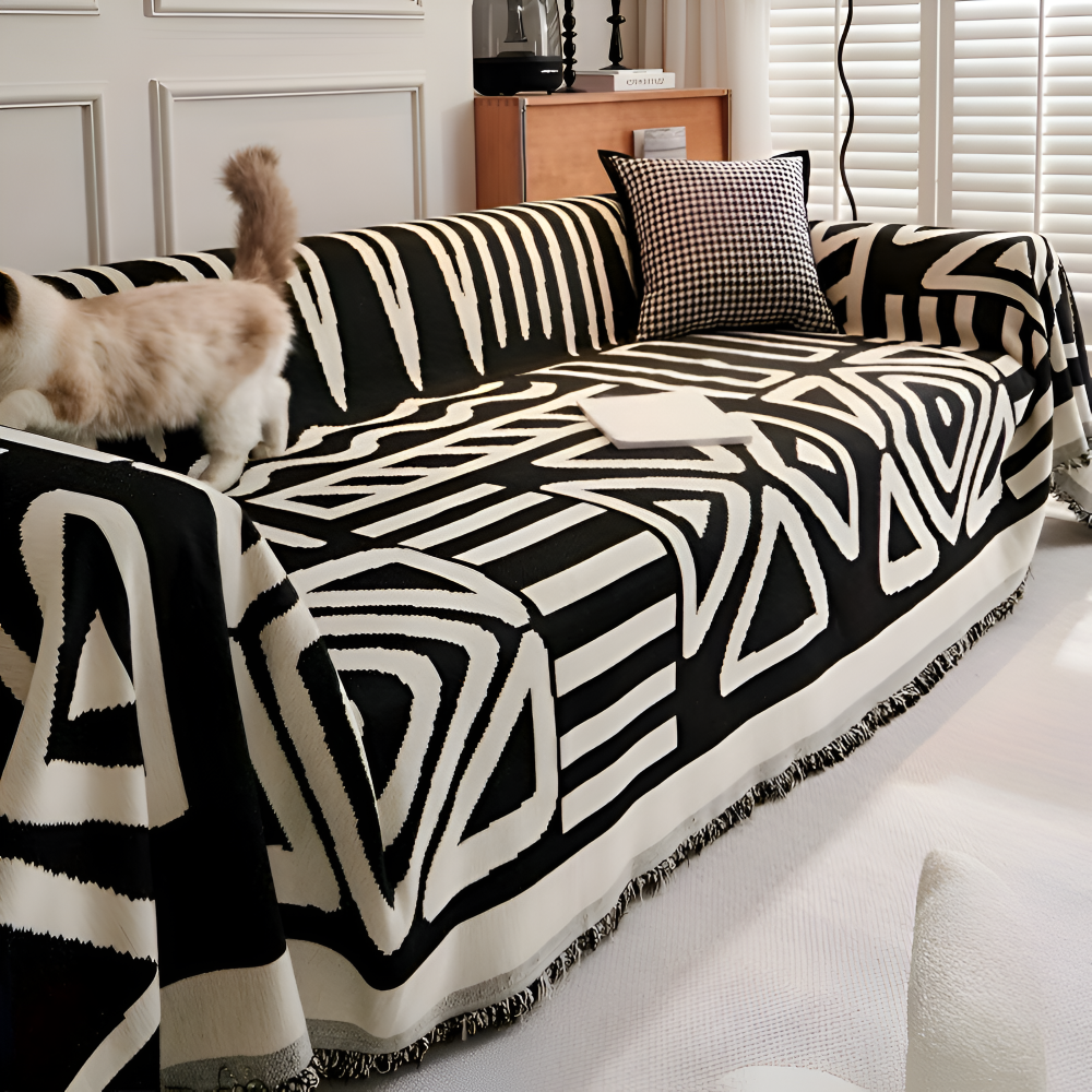 TasselBliss Plaid - Högt kvalité Chenille Wurfdecke - Rutschfritt Sofabezug Fleece Blanket