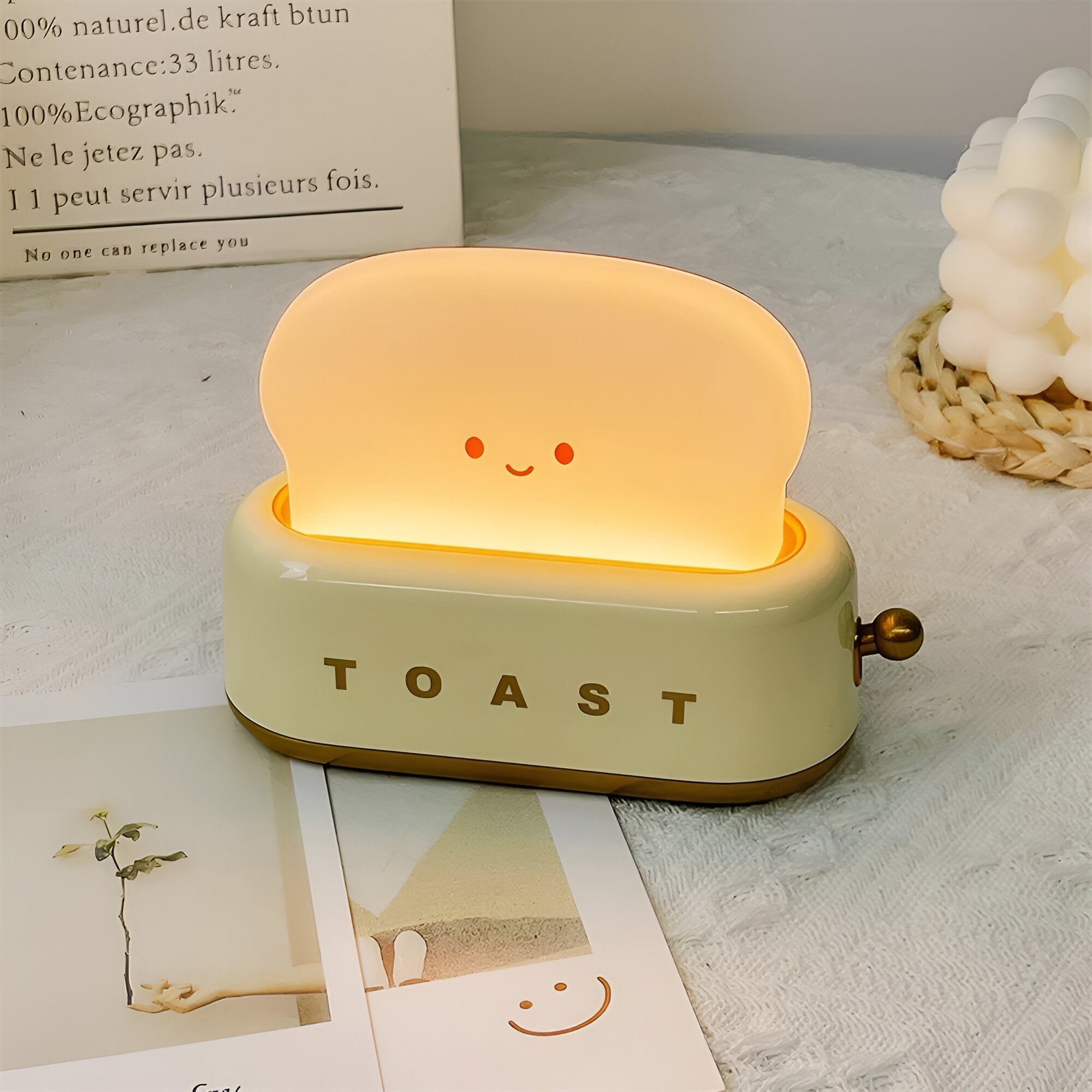 TinyToast Bordslampa - Bärbar Brödrost Nattlampa - Dimbar LED-lampa