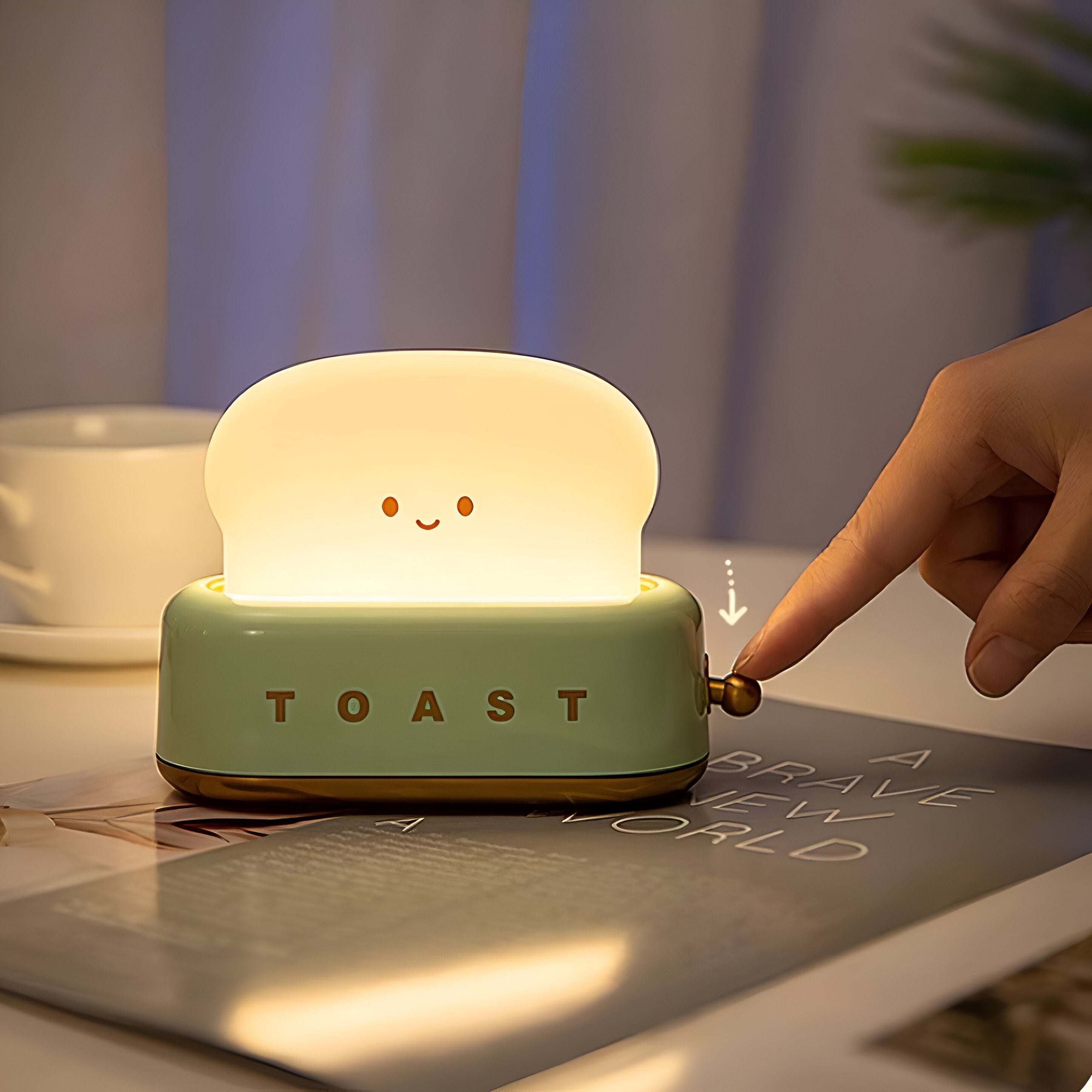 TinyToast Bordslampa - Bärbar Brödrost Nattlampa - Dimbar LED-lampa