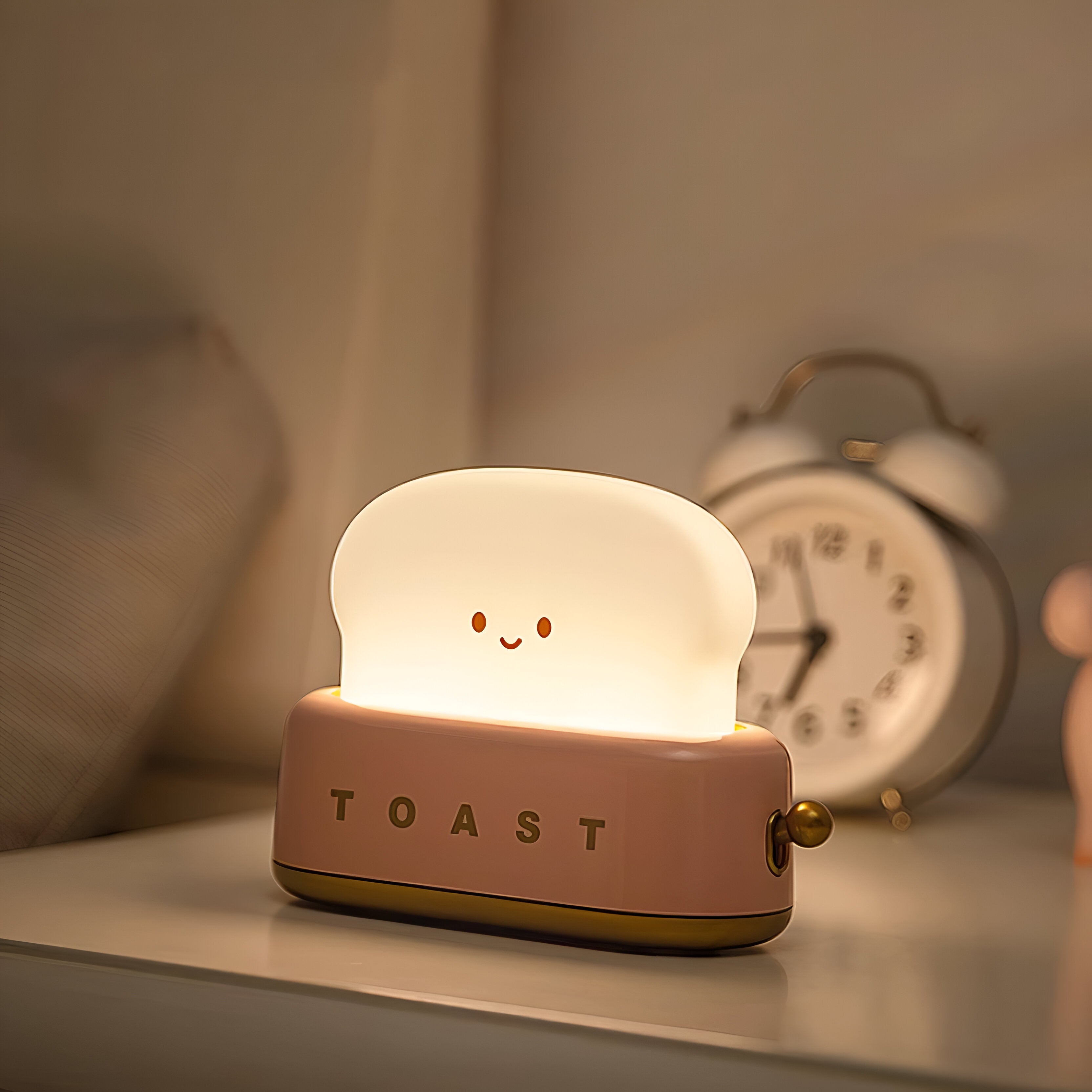 TinyToast Bordslampa - Bärbar Brödrost Nattlampa - Dimbar LED-lampa