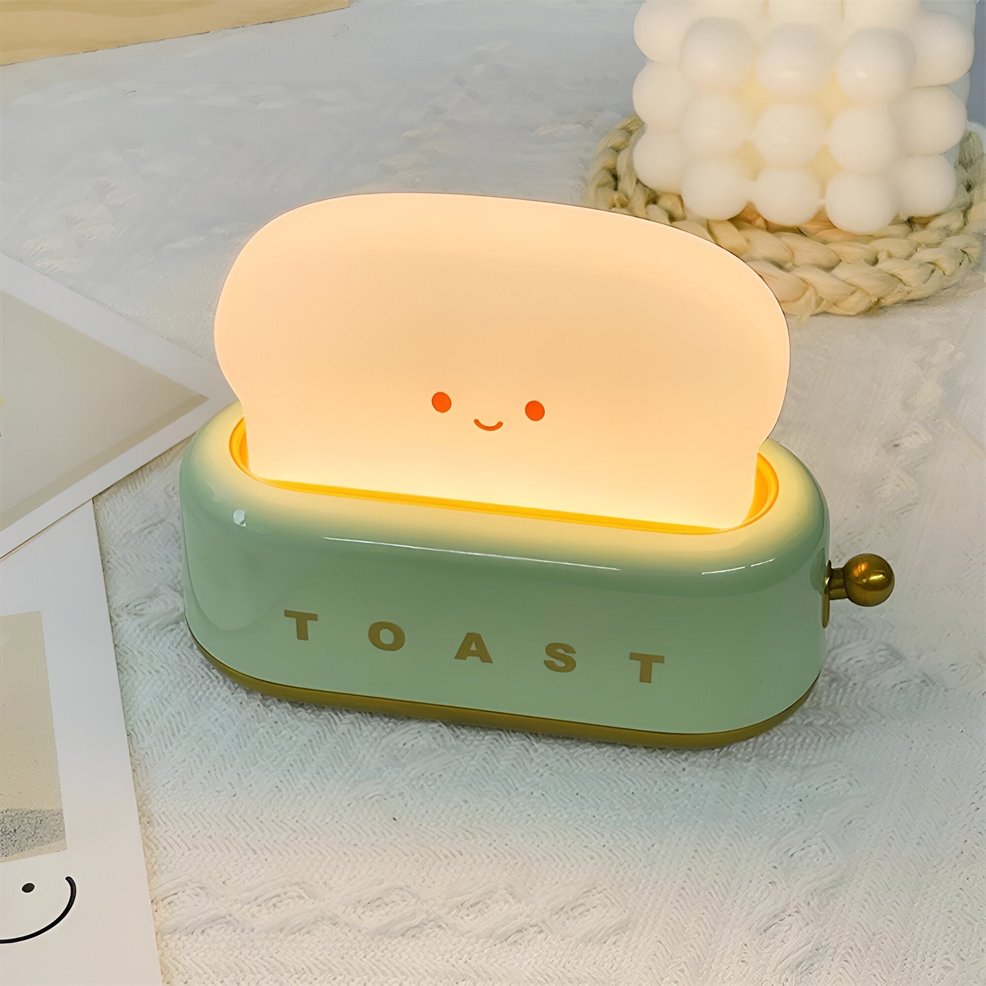 TinyToast Bordslampa - Bärbar Brödrost Nattlampa - Dimbar LED-lampa