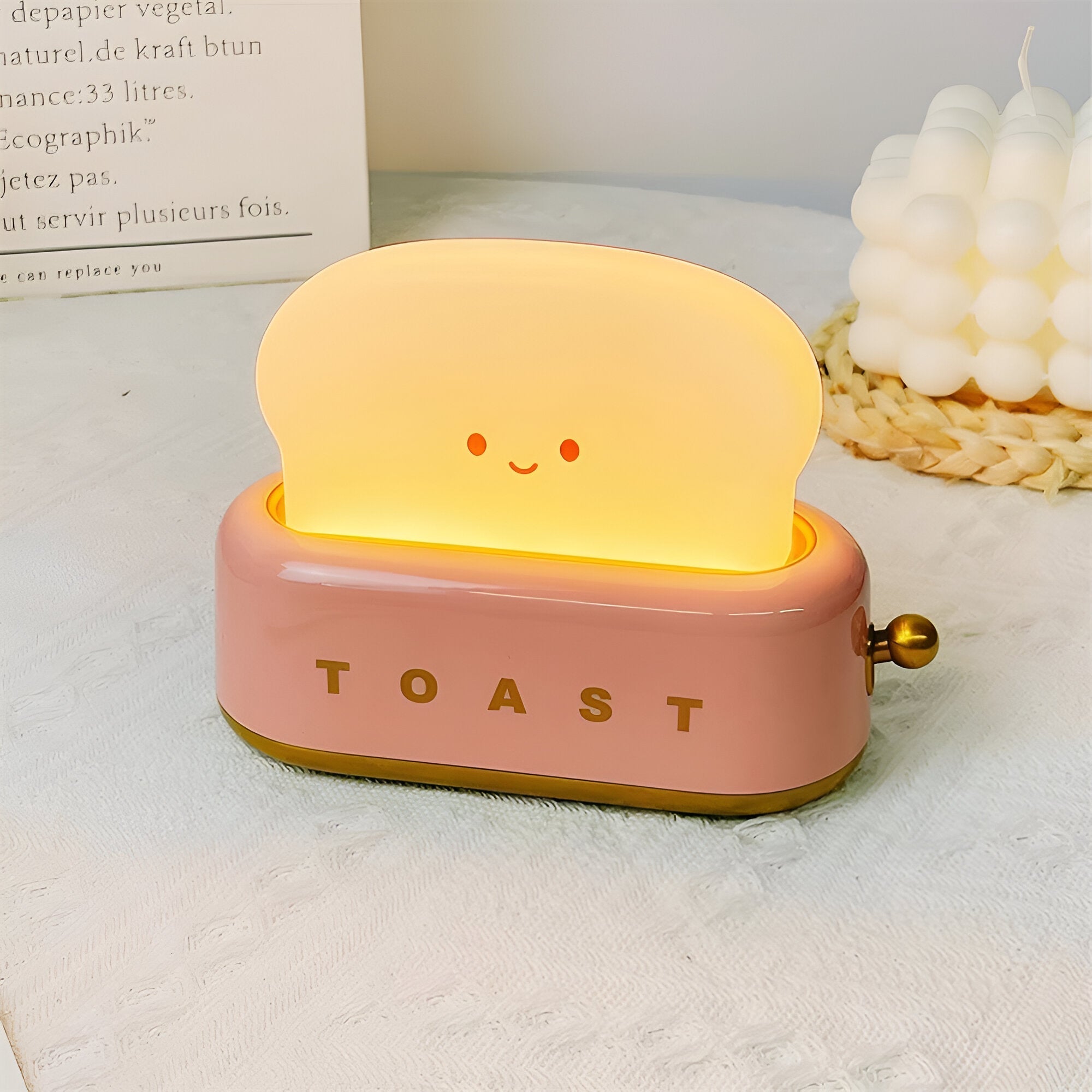 TinyToast Bordslampa - Bärbar Brödrost Nattlampa - Dimbar LED-lampa