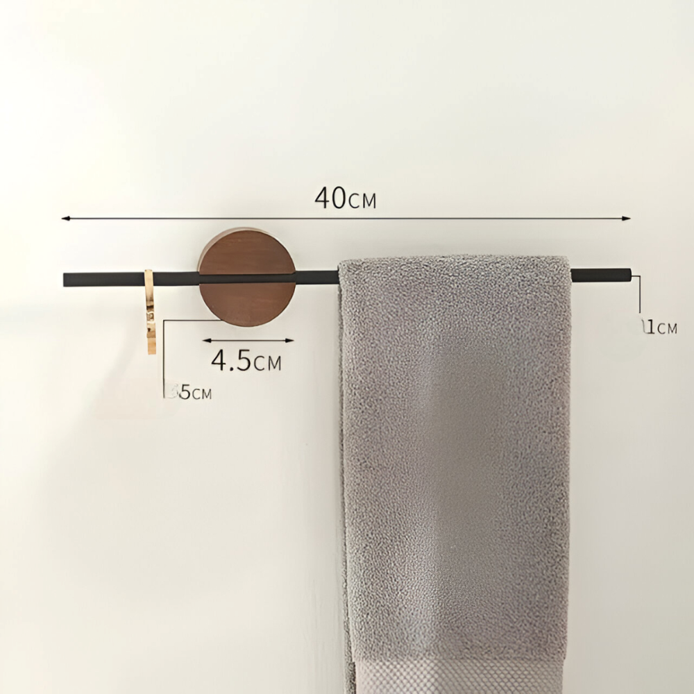 Handdukshållare i valnöt och aluminium - Bad & Kök - 40/50 cm Väggmontering