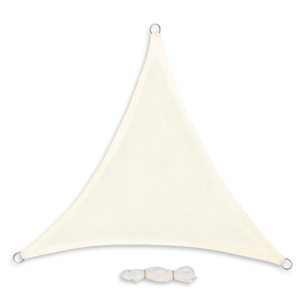 Solsegel Triangulärt HDPE Andningsbart - UV-skydd 50+, 180 g/m² - Creme - För trädgård & terrass