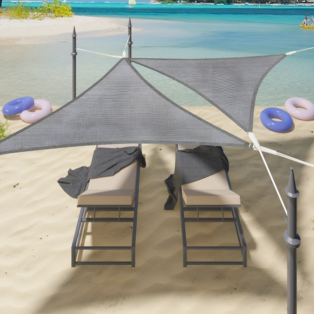 Solsegel Triangulärt HDPE Andningsbart - UV-skydd 50+, 180 g/m² - Creme - För trädgård & terrass