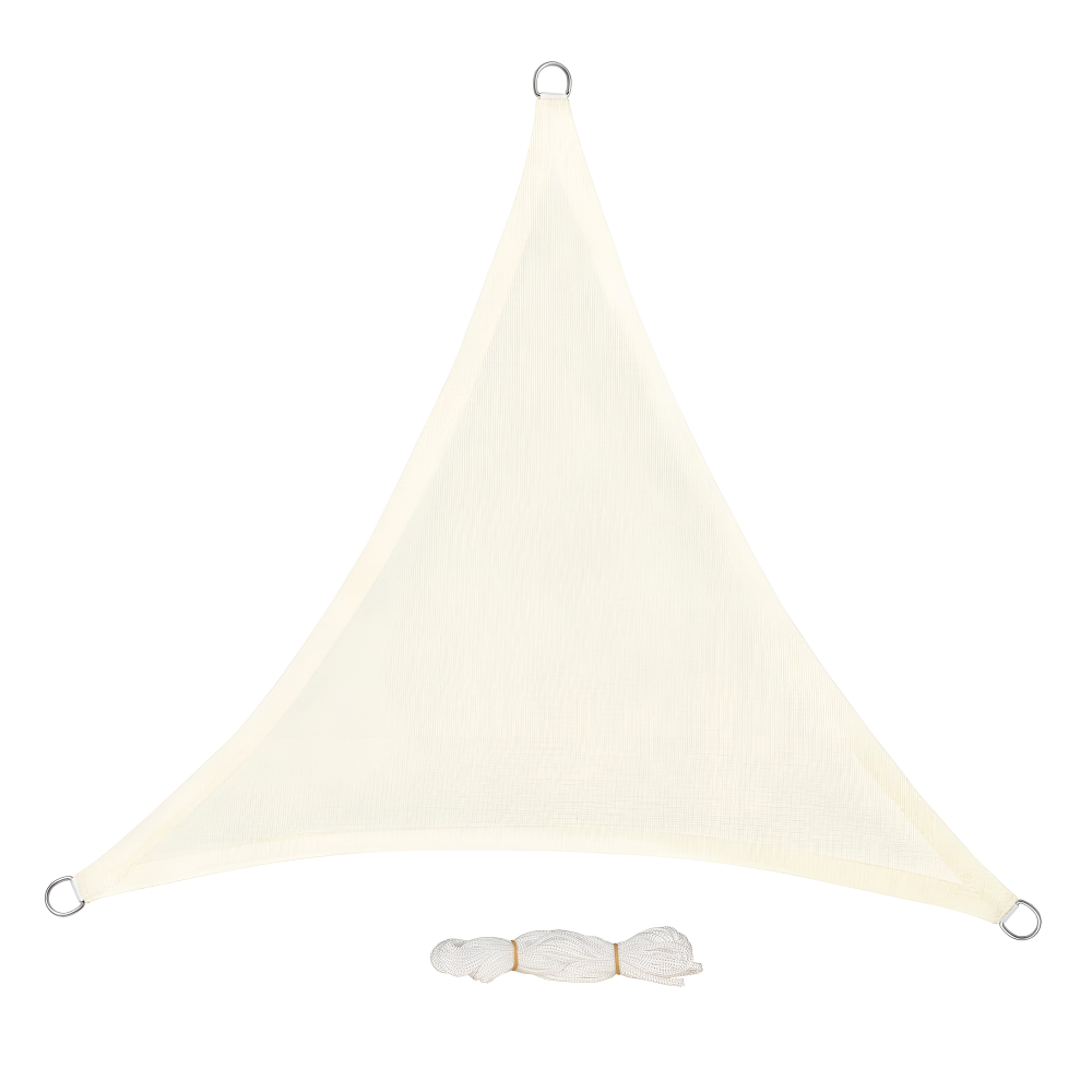 Solsegel Triangulärt HDPE Andningsbart - UV-skydd 50+, 180 g/m² - Creme - För trädgård & terrass