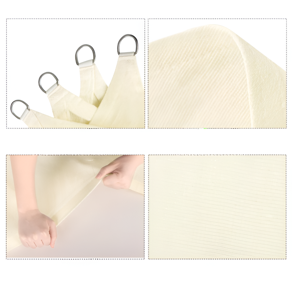 Solsegel Triangulärt HDPE Andningsbart - UV-skydd 50+, 180 g/m² - Creme - För trädgård & terrass