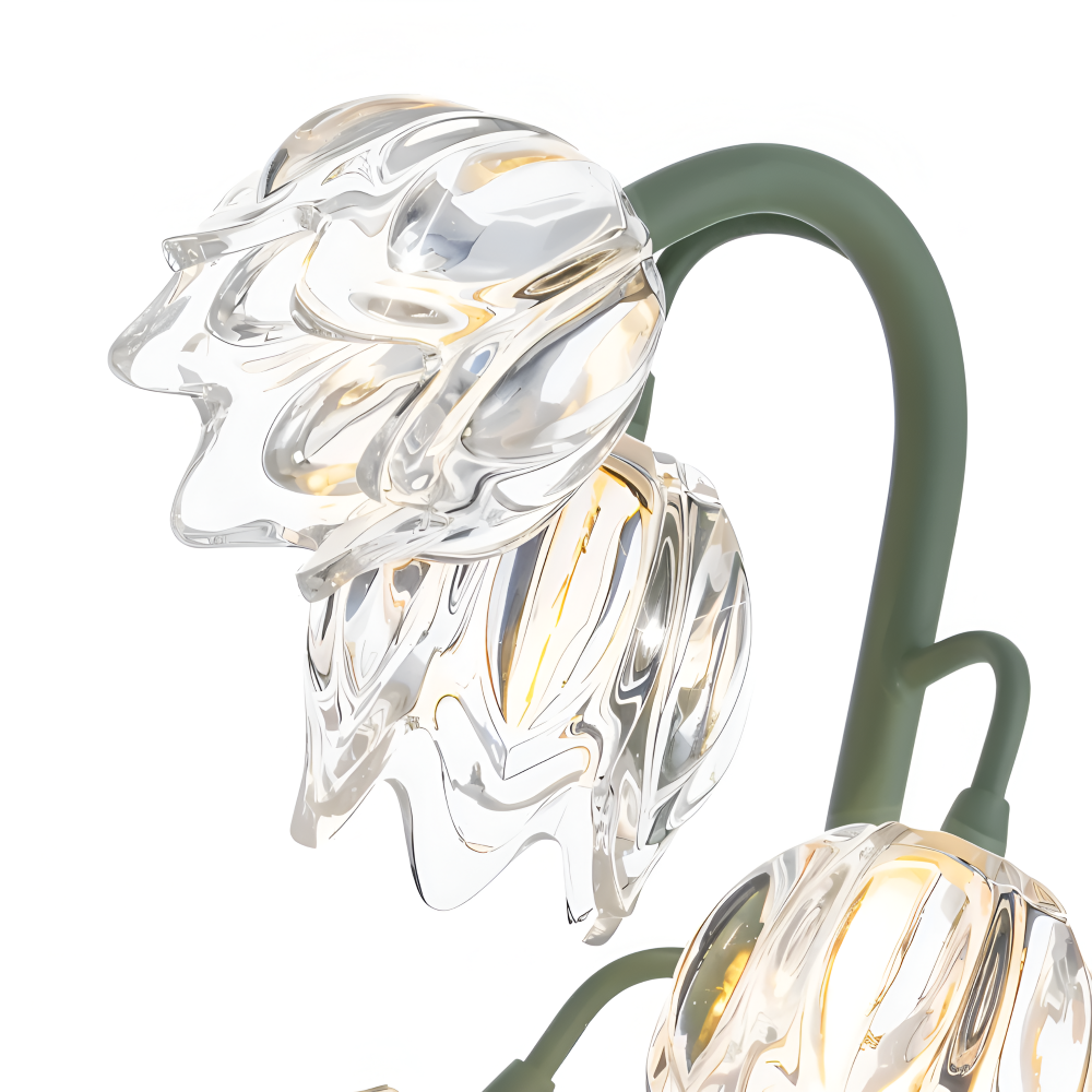 Tulpanlampa - Frostad Glasblomma Bordslampa - Energibesparande USB LED Dekorationsljus
