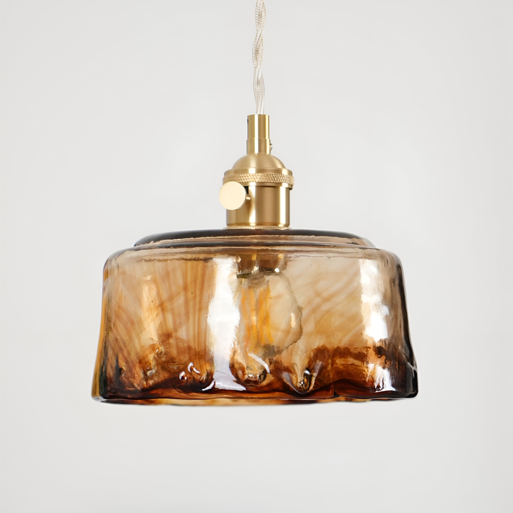 Twist Deco Glas Pendellampa - Antik Mässing Hänglampa för Vintage Känsla