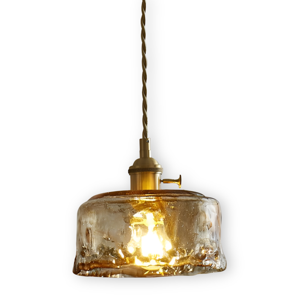 Twist Deco Glas Pendellampa - Antik Mässing Hänglampa för Vintage Känsla