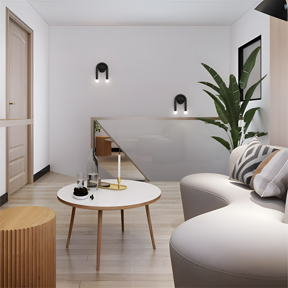 UDrop Vägglampa - Svart Metallbåge Vägglampa - Konstnärlig Vägglampdesign - Dubbel Vägglampa LED