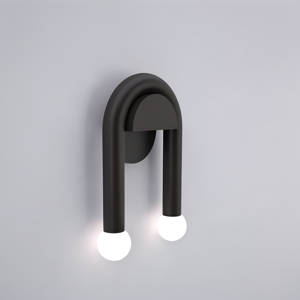 UDrop Vägglampa - Svart Metallbåge Vägglampa - Konstnärlig Vägglampdesign - Dubbel Vägglampa LED
