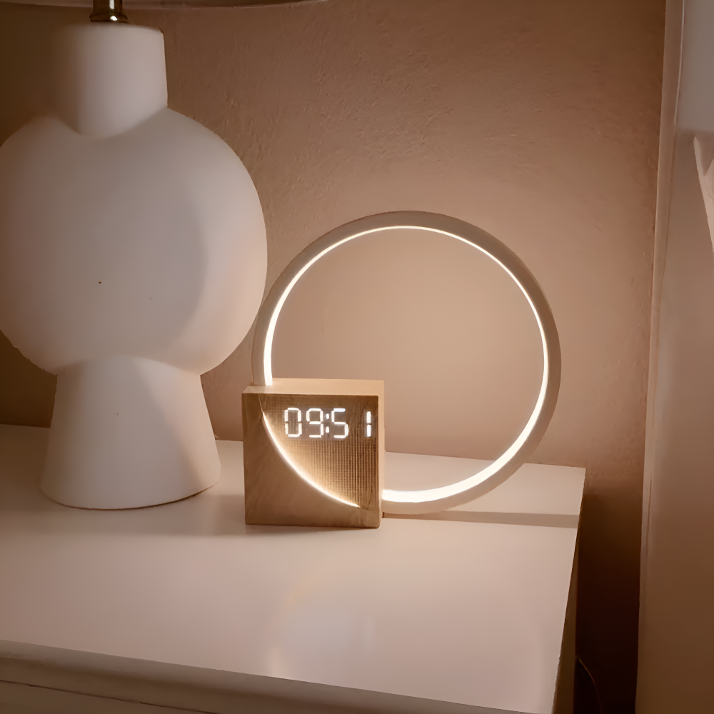 UnivSync - Multifunktionell nattlampa med USB-port, snooze-funktion och väckarljus