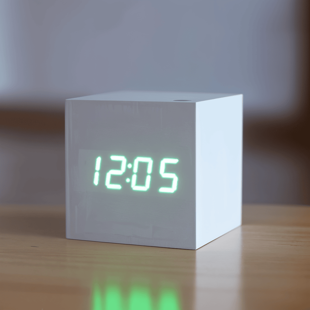 Digital LED Väckarklocka - Kubklocka - Träklocka