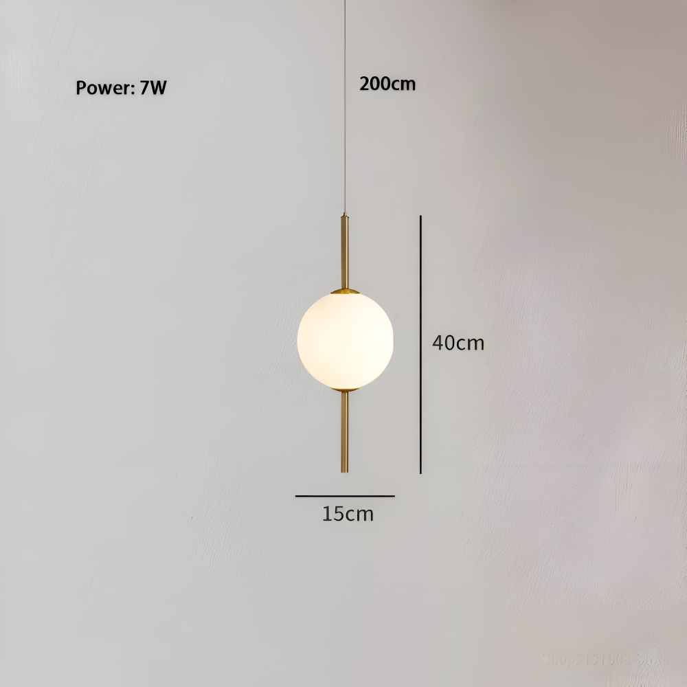 VertiGlobe Pendellampa - Vertikalt Snöre med Matt Glaskula Design Hänglampa