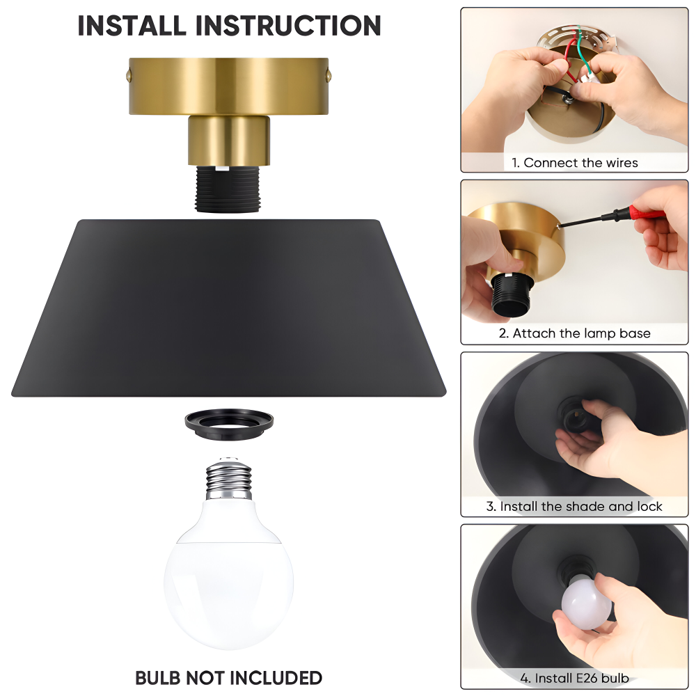 VintaFlash Taklampa - Metallic Retro Svart & Vit LED Taklampa