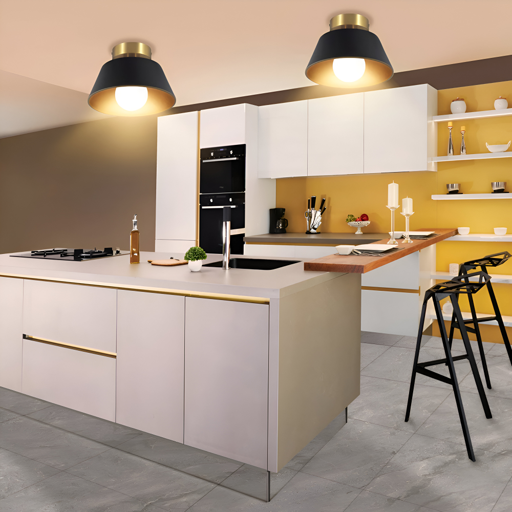 VintaFlash Taklampa - Metallic Retro Svart & Vit LED Taklampa