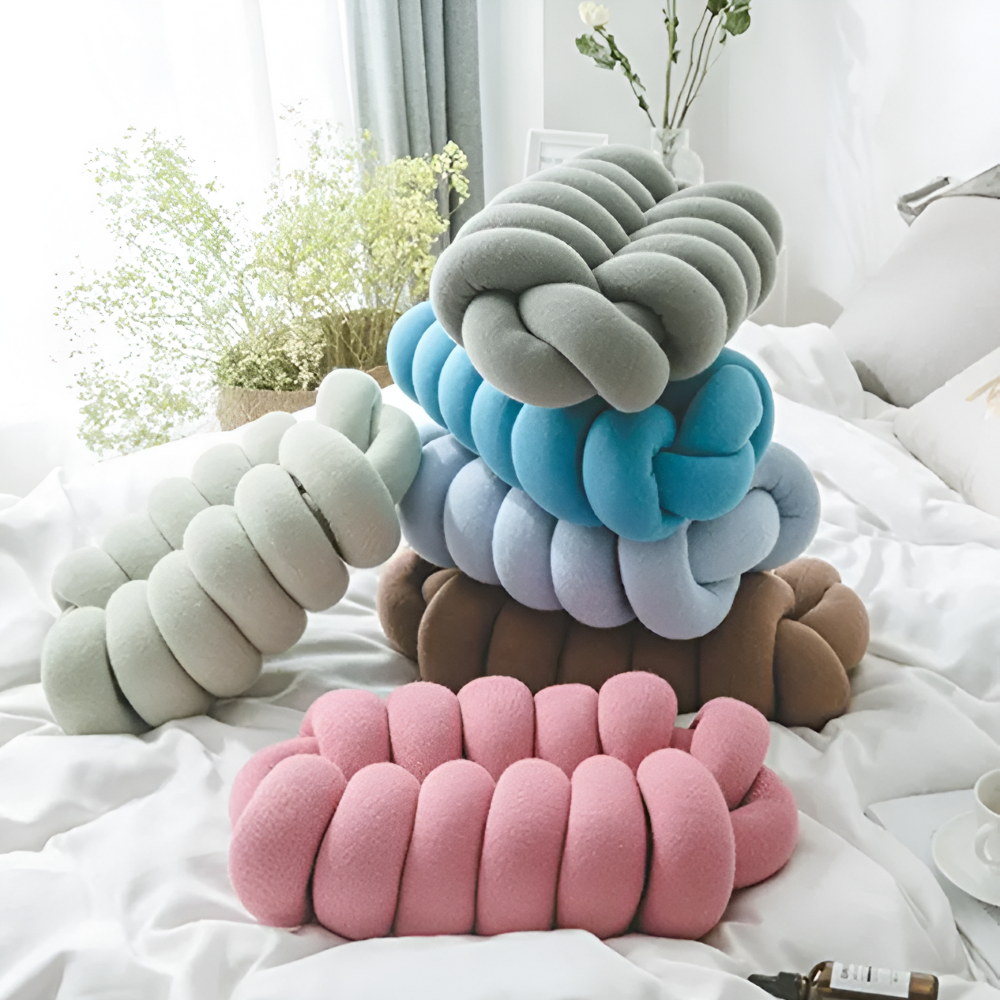 VividKnot - Bomullstickad Dekorationskudde för Soffa & Stol Bliss