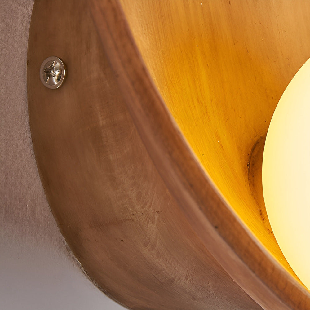 Vägglampa med Vit Pärla - Vit Vägglampa - Rund Wabi-Sabi-Belysning