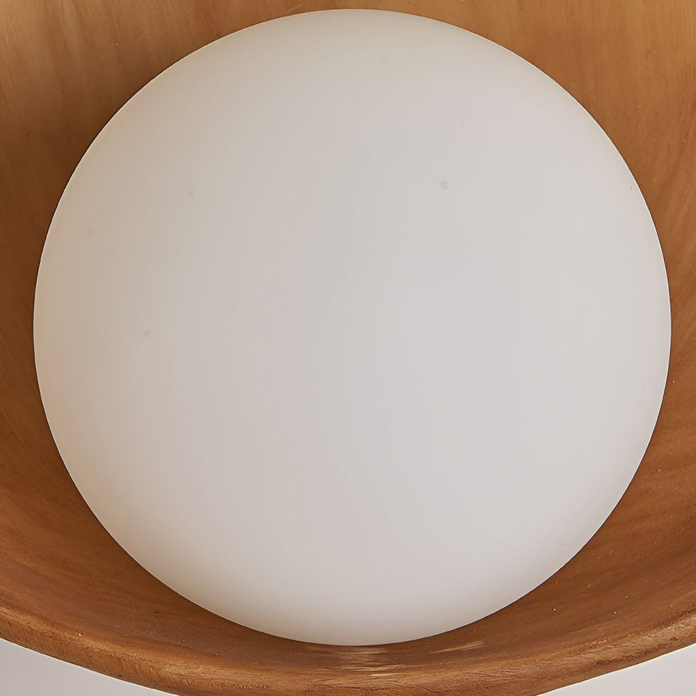 Vägglampa med Vit Pärla - Vit Vägglampa - Rund Wabi-Sabi-Belysning