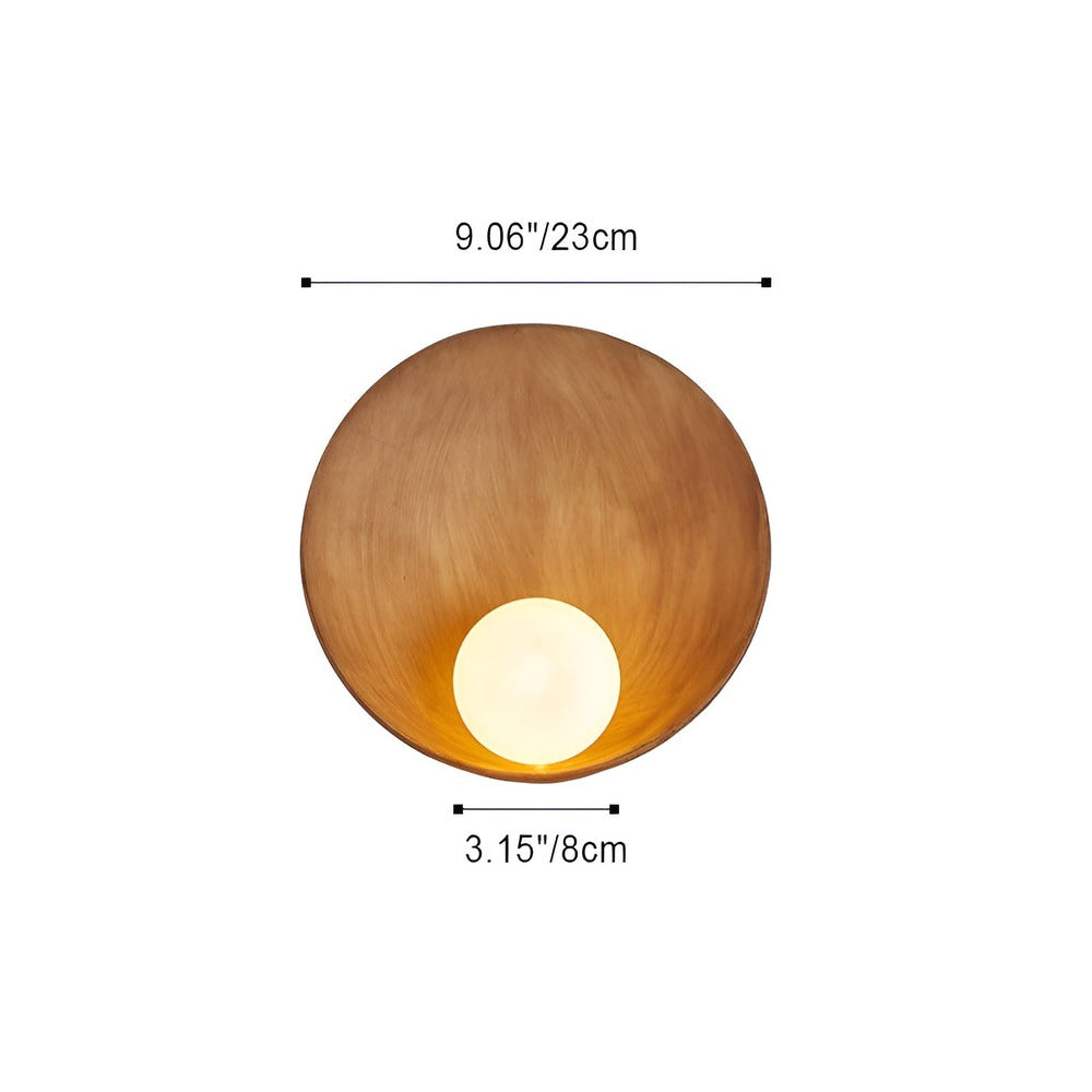 Vägglampa med Vit Pärla - Vit Vägglampa - Rund Wabi-Sabi-Belysning