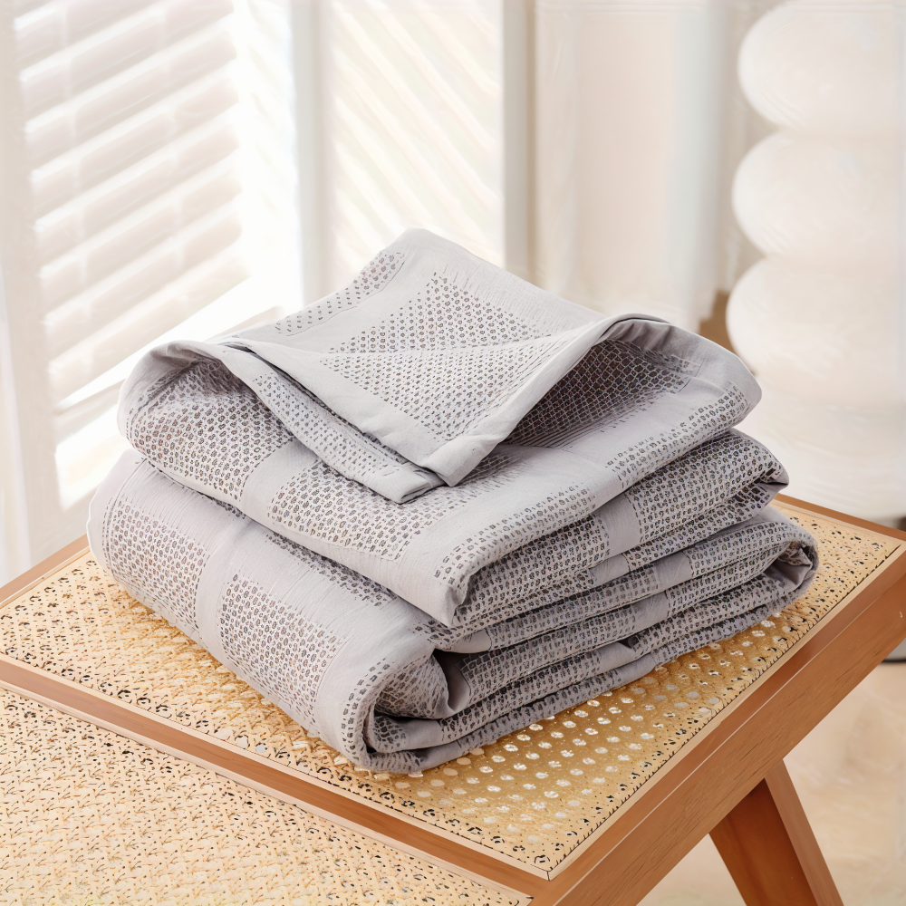 WaffleCloud Pläd - Hypoallergen Bomull Fleece Filt - Mjuk Twill Vävda Filt