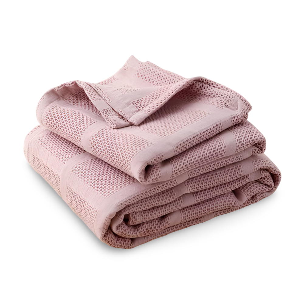 WaffleCloud Pläd - Hypoallergen Bomull Fleece Filt - Mjuk Twill Vävda Filt