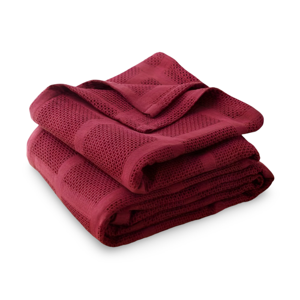 WaffleCloud Pläd - Hypoallergen Bomull Fleece Filt - Mjuk Twill Vävda Filt