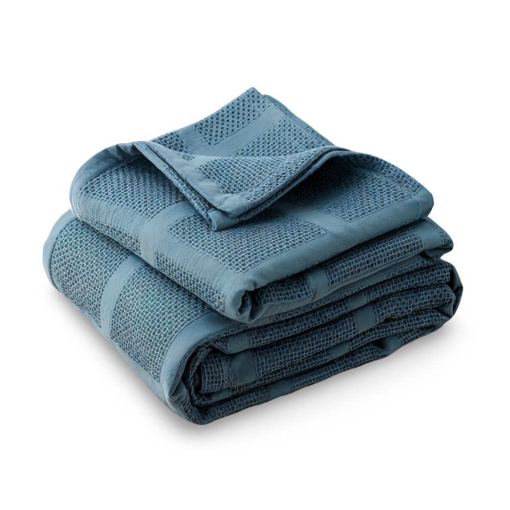 WaffleCloud Pläd - Hypoallergen Bomull Fleece Filt - Mjuk Twill Vävda Filt