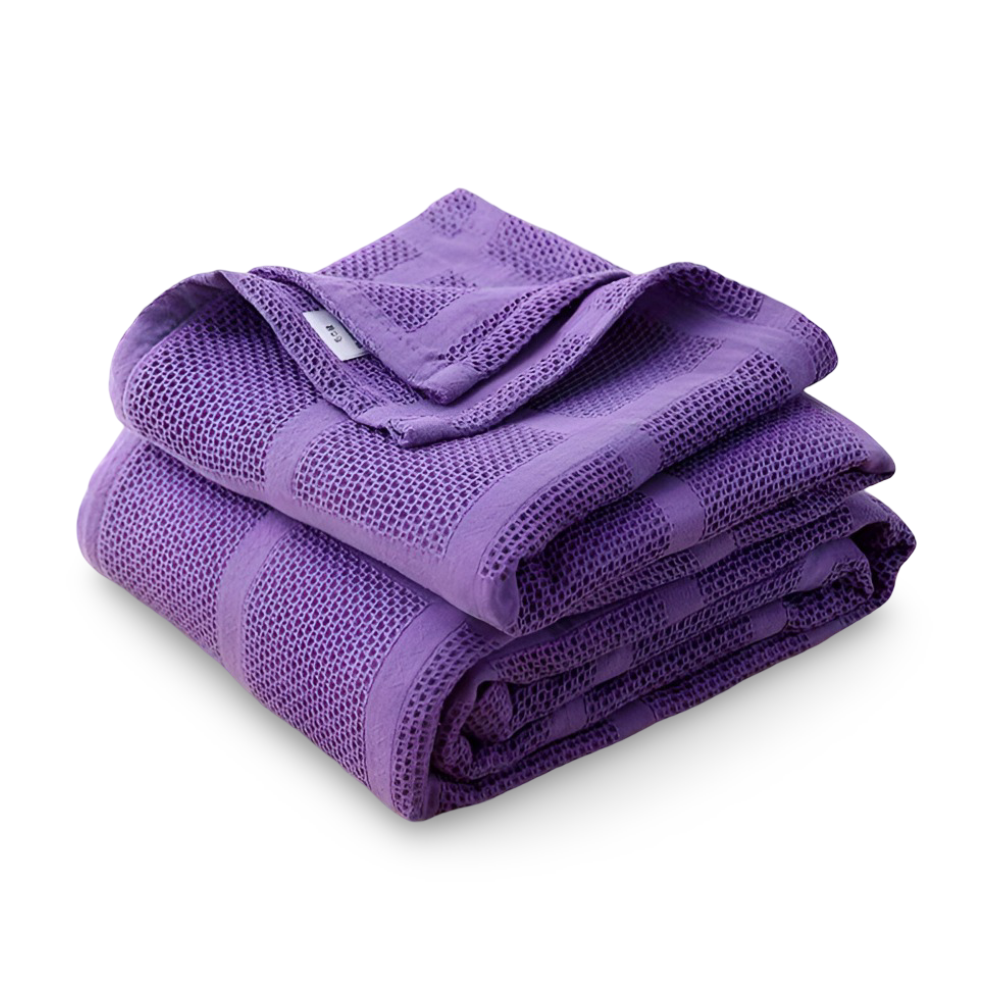 WaffleCloud Pläd - Hypoallergen Bomull Fleece Filt - Mjuk Twill Vävda Filt