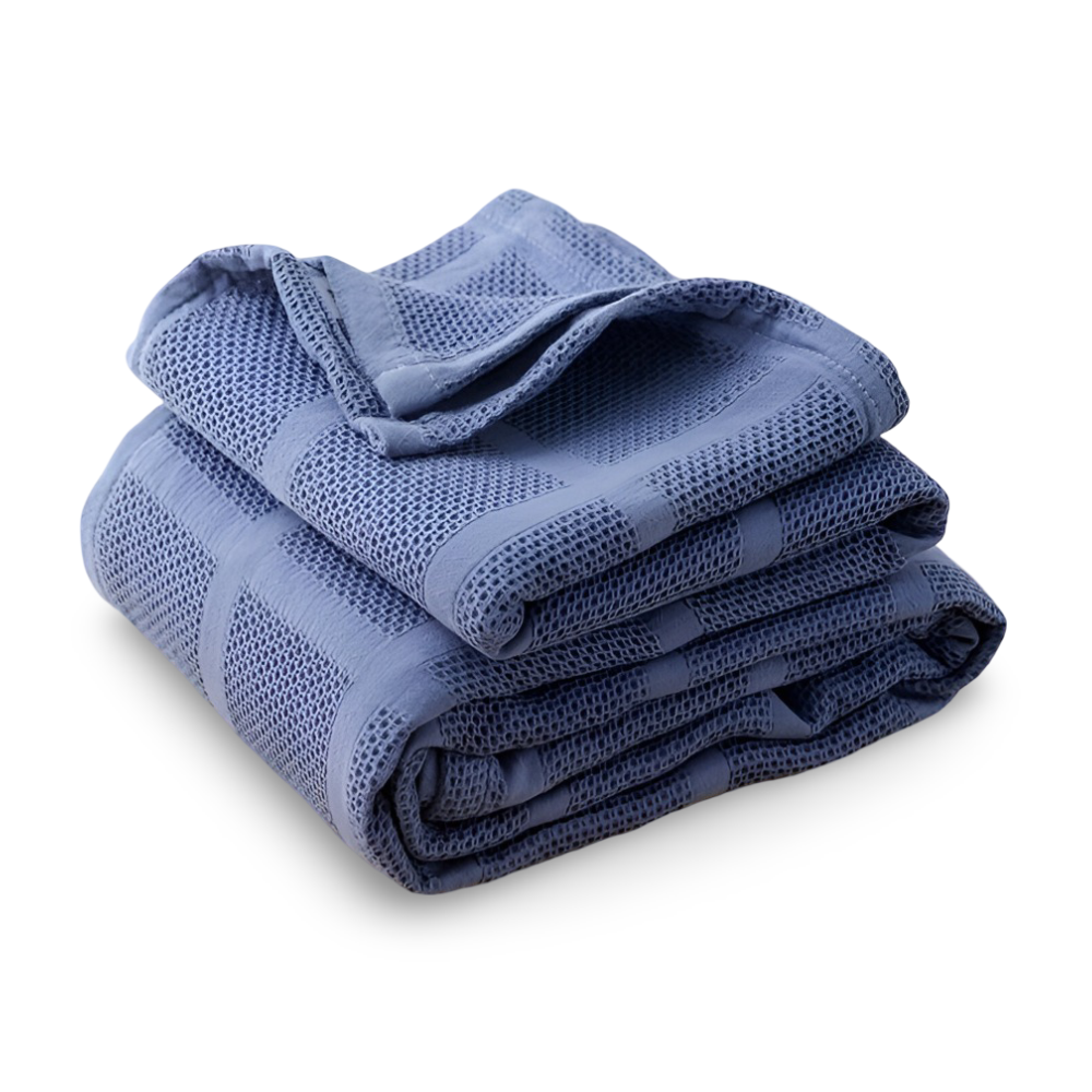 WaffleCloud Pläd - Hypoallergen Bomull Fleece Filt - Mjuk Twill Vävda Filt