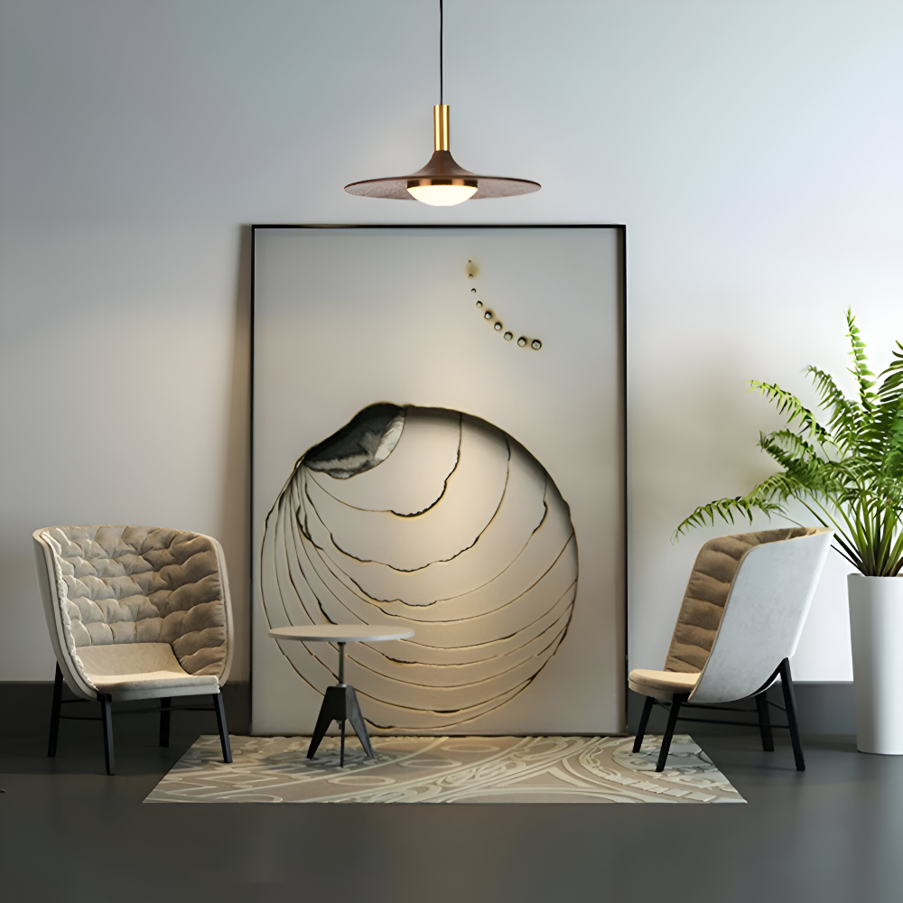 Valnöt Pendellampa - Runda Trähänglampor - Nordisk LED Lampa