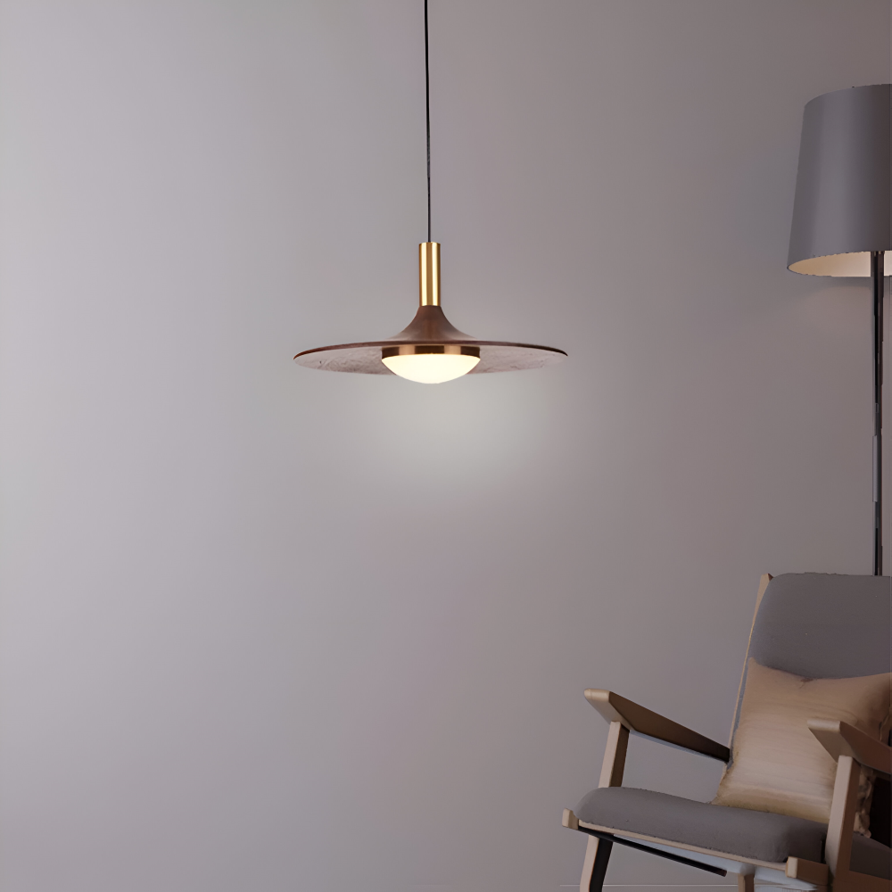 Valnöt Pendellampa - Runda Trähänglampor - Nordisk LED Lampa