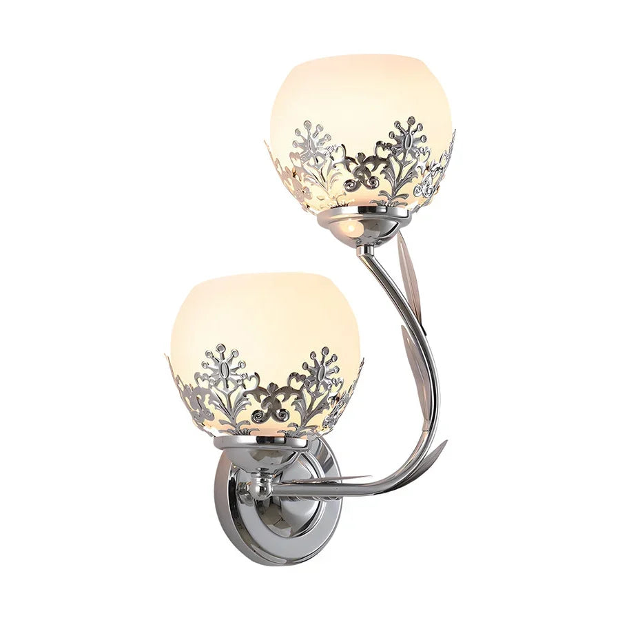 Blommig Vägglampa Med Präglat Glas