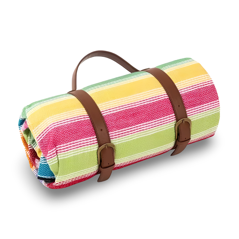 Vattentät Picknickfilt 200x200 cm – Vikbar strandfilt med bärhandtag, rutig, tvättbar