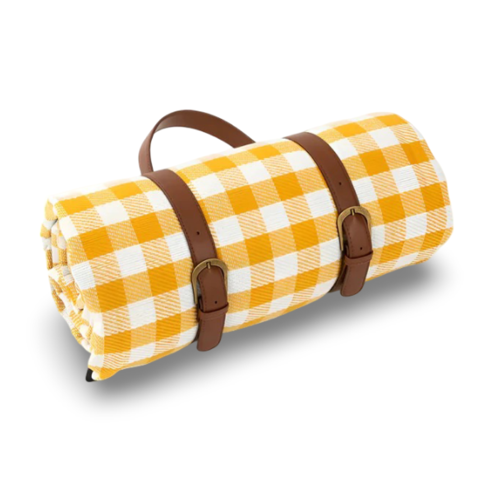 Vattentät Picknickfilt 200x200 cm – Vikbar strandfilt med bärhandtag, rutig, tvättbar