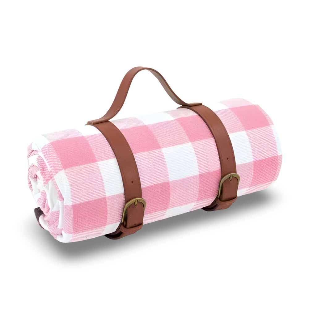 Vattentät Picknickfilt 200x200 cm – Vikbar strandfilt med bärhandtag, rutig, tvättbar